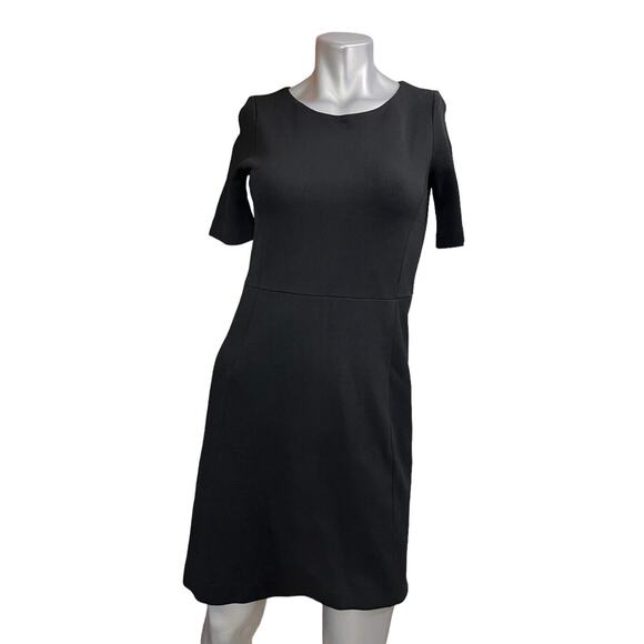 J. CREW Shift Dress Wool Women's 4 Black Stretch Half Sleeve Career Workwear - Picture 1 of 9